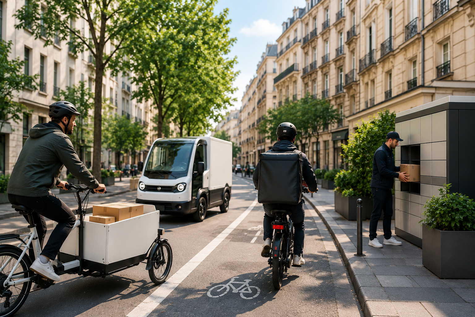 Livraison urbaine durable en centre-ville avec vélo cargo professionnel
